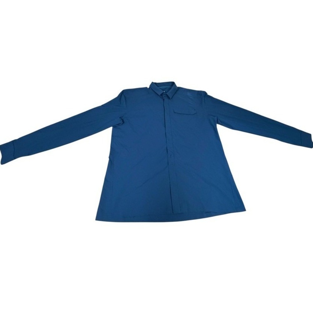 ARC'TERYX Blue Long Sleeve Hidden Button Down Shirt Techwear Utility XL Hiking‎